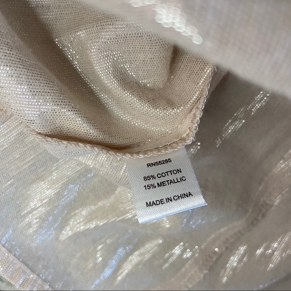 Express Shiny Cream Ruffle Career Frill Shell Top - Picture 3 of 6